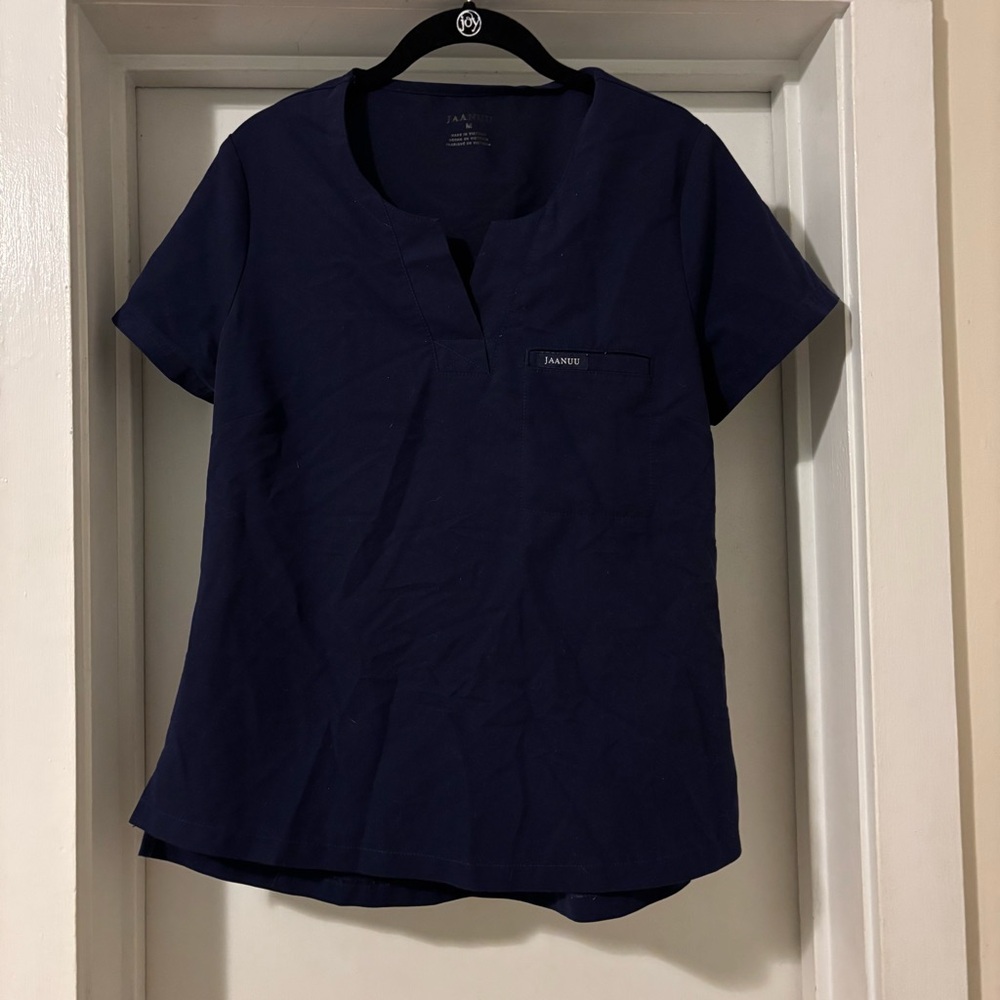 Jaanuu Women's Classic Navy Short Sleeve Scrub Top
